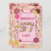 57. Geburtstagsfeier mit Blumenrahmen Einladung (Vorne/Hinten)
