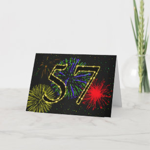 57. Geburtstagskarte mit Feuerwerk Karte