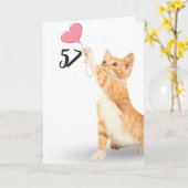57. Geburtstagskatze mit Herzballon Karte (Gelbe Blume)