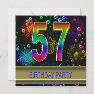 57. Geburtstagsparty Einladung mit Blasen