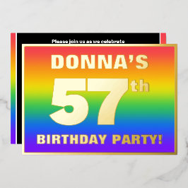 57. Geburtstagsparty: Spaß, farbenfrohe Regenbogen Folieneinladung