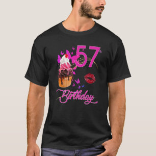 57. Geburtstagsschmetterlinge und Cupcake T-Shirt