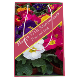 57. Hochzeitstag Buntes Polyanthus Mittlere Geschenktüte