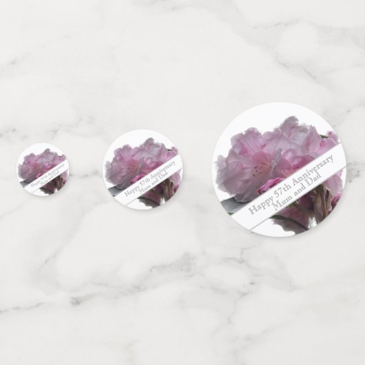 57. Hochzeitstag Pink Rhododendron Konfetti (Vorderseiten)