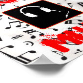 57MusicNotes, Kopfhörer1, I-LIEBE, MUSIC Poster (Ecke)