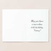 57th Birthday: Elegant, Ornate Script; Custom Name Folienkarte (Innenseite)