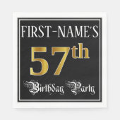57th Birthday Party — Fancy Script, Faux Gold Look Serviette (Vorderseite)