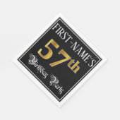 57th Birthday Party — Fancy Script, Faux Gold Look Serviette (Ecke)