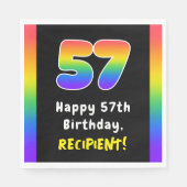 57th Birthday: Rainbow Spectrum # 57, Custom Name Serviette (Vorderseite)