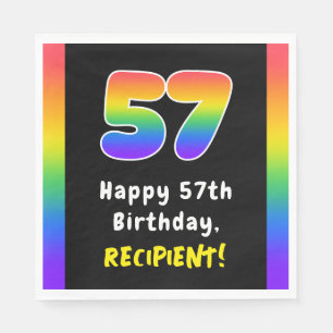 57th Birthday: Rainbow Spectrum # 57, Custom Name Serviette