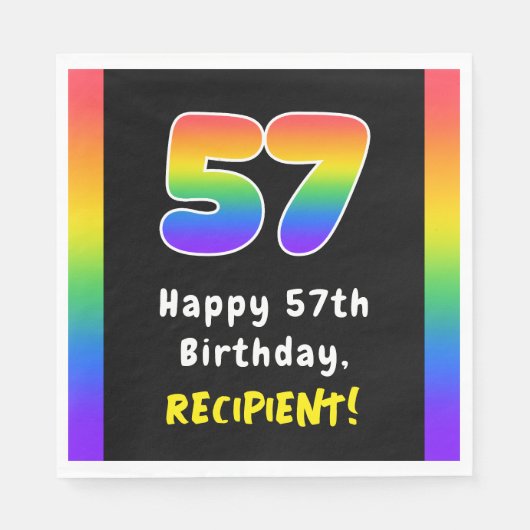 57th Birthday: Rainbow Spectrum # 57, Custom Name Serviette (Vorderseite)