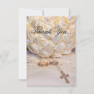 5807-Bouquet, Rings & Cross Dankeskarte