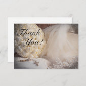 5882-Bouquet mit Rings, Veil & Cross Dankeskarte (Vorne/Hinten)