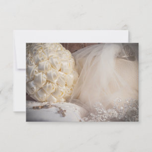 5882-Bouquet mit Rings, Veil und Cross Einladung