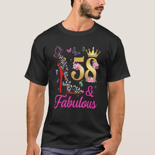 58 & Fabulous 58 Years Old 58 th Bday Butterflies  T-Shirt (Vorderseite)