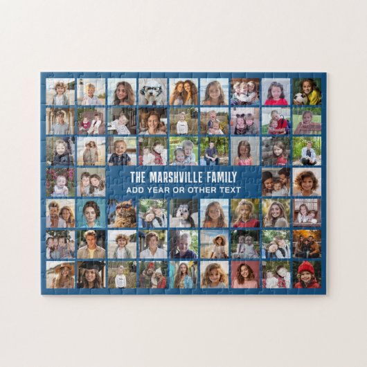 58 Foto-Collage-Raster mit Text - blau Puzzle (Horizontal)
