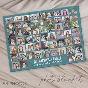 58 Foto-Collage-Raster mit Text - grün Fleecedecke