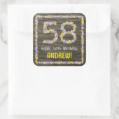 58. Geburtstag: Blumennummer, Imitate Holzbild, Na Quadratischer Aufkleber (Tasche)