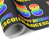 58. Geburtstag: Bold, Fun, Simple, Rainbow 58 Geschenkpapier (Rolleneckpunkt)