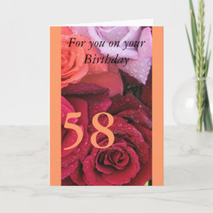 58. Geburtstag Bunte Rosen Alter Geburtstagskarte Karte