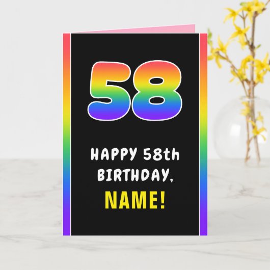 58. Geburtstag: Farbiger Regenbogen # 58, Individu Karte (Gelbe Blume)