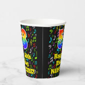 58. Geburtstag: Fun Musiknotens Pattern, Regenboge Pappbecher (Rechts)