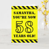 58. Geburtstag: Fun Stencil Style Text, Individuel Karte (Gelbe Blume)