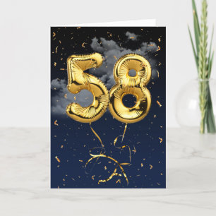 58. Geburtstag Gold Mylar Ballon und Confetti Card Karte