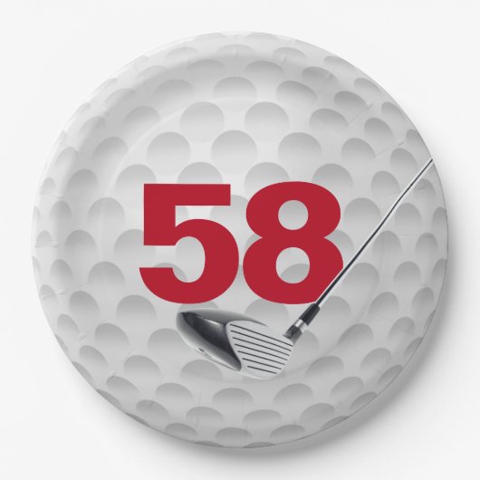 58. Geburtstag Golf Ball Design Paper Plate Pappteller (Vorderseite)