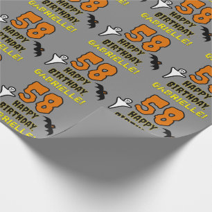 58. Geburtstag: Gruseliges Halloween-Thema, benutz Geschenkpapier