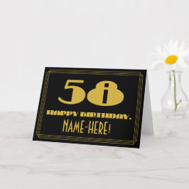 58. Geburtstag: Name + Art Deco Inspiriert Look "5 Karte