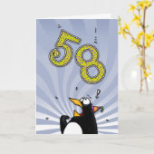 58. Geburtstag - Pinguin-Überraschungs-Karte Karte (Gelbe Blume)