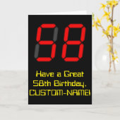 58. Geburtstag: Red Digital Clock Style "58" + Nam Karte (Gelbe Blume)