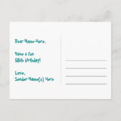 58. Geburtstag: Rosa Streifen & Herz, Regenbogen 5 Postkarte (Rückseite)