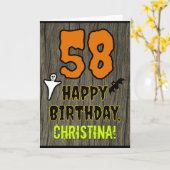 58. Geburtstag: Spooky Halloween Thema, Individuel Karte (Gelbe Blume)