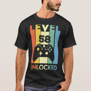 58. Geburtstag Stufe 58 Unlock Video Gamers Birt T-Shirt