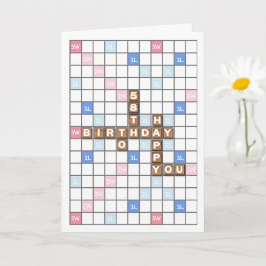 58. Geburtstag, Word Game Board Karte (Kleine Pflanze)