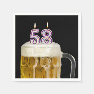 58. Geburtstagsbär auf schwarz Serviette