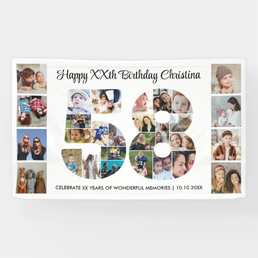 58. Geburtstagsfeier Nummer 58 Fotocollage Banner (Horizontal)