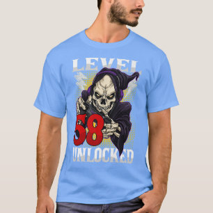 58. Geburtstagskelett des Gamers Level 58 Unlock G T-Shirt