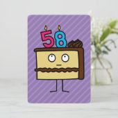 58. Geburtstagskuchen mit Kerzen Einladung (Stehend Vorderseite)