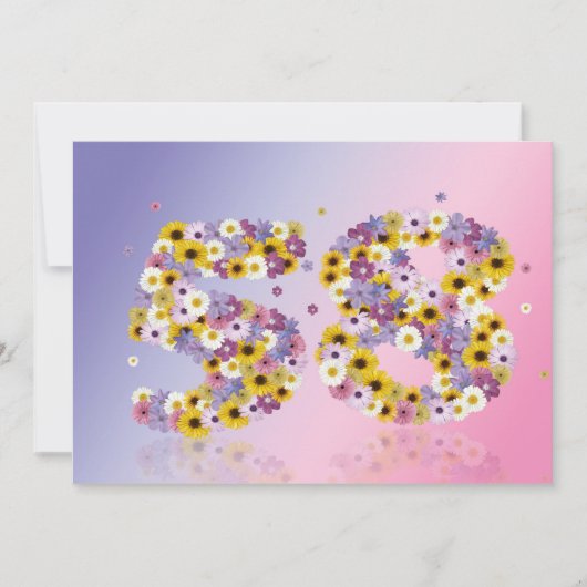58. Geburtstagsparty mit Blumenbriefen Einladung (Vorderseite)