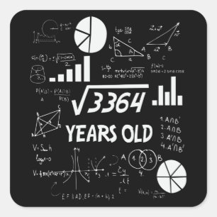 58 Jahre alter Tag Mathe Lehrer 58. Geburtstagsges Quadratischer Aufkleber