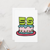 58-jähriger Geburtstagskuchen Karte (Vorderseite/Rückseite Beispiel)