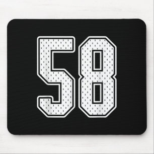#58 Weiße Vintage-Nummer 58 Sportfan-Jersey-Stil Mousepad
