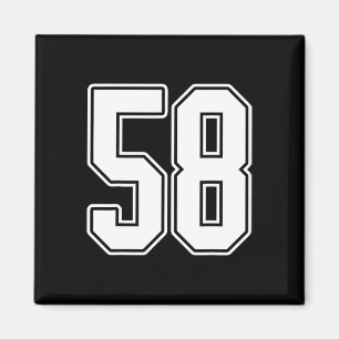#58 White Kontur Number 58 Sports Fan Jersey Styl Magnet