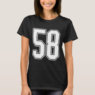 #58 White Kontur Number 58 Sports Fan Jersey Styl T-Shirt