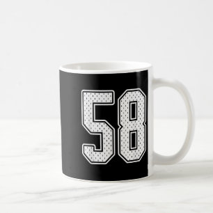 #58 White Vintag Number 58 Sports Fan Jersey Styl Kaffeetasse
