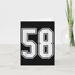 #58 White Vintag Number 58 Sports Fan Jersey Styl Karte