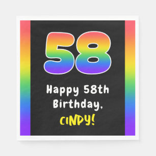 58th Birthday: Rainbow Spectrum # 58, Custom Name Serviette